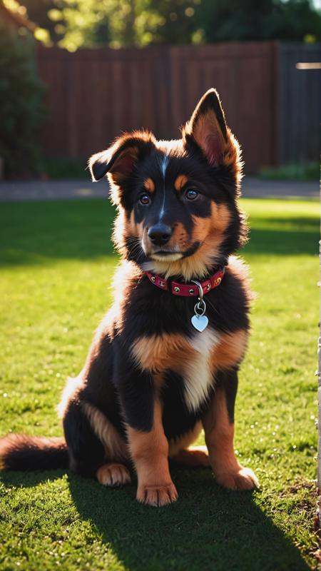 RAW photo,  Macro,  cute puppy on backyard on Tensor.Art