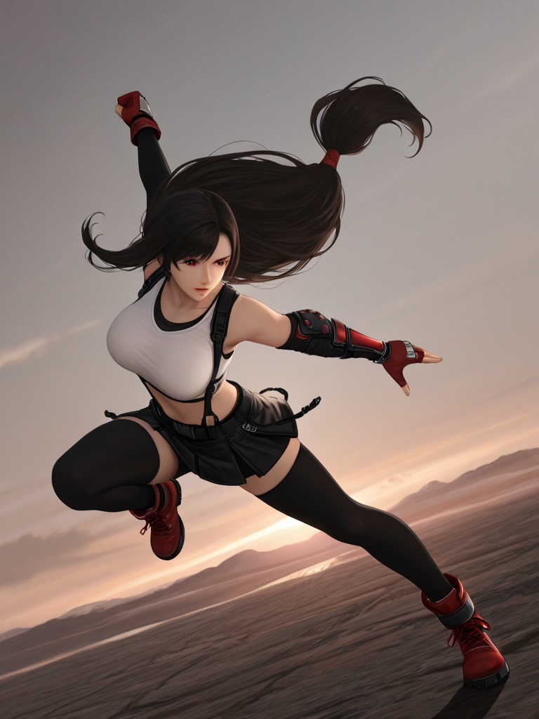 general,  1girl (tifa lockhart),  dynamic pose on Tensor.Art