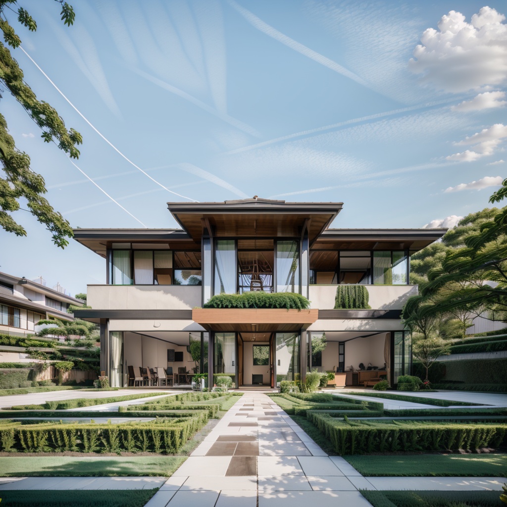 jianzhuZ,outdoors,day,cloud,tree,blue sky,no humans,window,grass,building,scenery,fence,road,bush,house,power lines,street,<lora:jianzhuZ-000008:0.8>,, masterpiece, best quality,