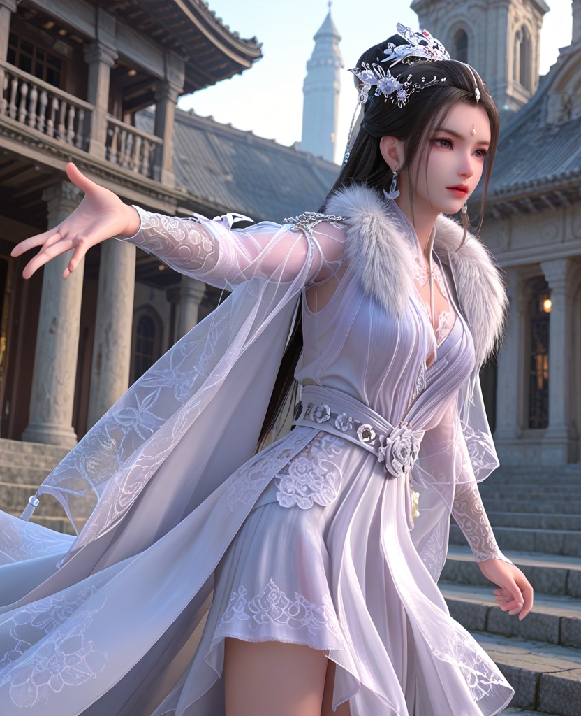 (oriental architecture, elegant decor, sophisticated style:1.1),(Power Stance, Feet shoulder-width apart, fists clenched at the sides, chest forward, and head held high,:1.1),pubic hair,(rape:1.3),skirt mentioned waist,pantyshot,skirt lift,revealing her lower body,(breasts:1.2),<lora:XL少白醉春风玥瑶:0.8>,miss yueyao,chiffon dress layered on top of slit peplos,black hair,long hair,hair ornament,hair bun,hair flower,crescent earrings,jewelry,shoulder pearl chain,left shoulder fur trim,left shoulder shawl,sash,forehead jewel,beads under eye,lace opera length gloves,, score_9,score_8_up,score_7_up,score_6_up,score_5_up,score_4_up,3d rendering,tag1,tag2, Cinematic Lighting,backlighting,