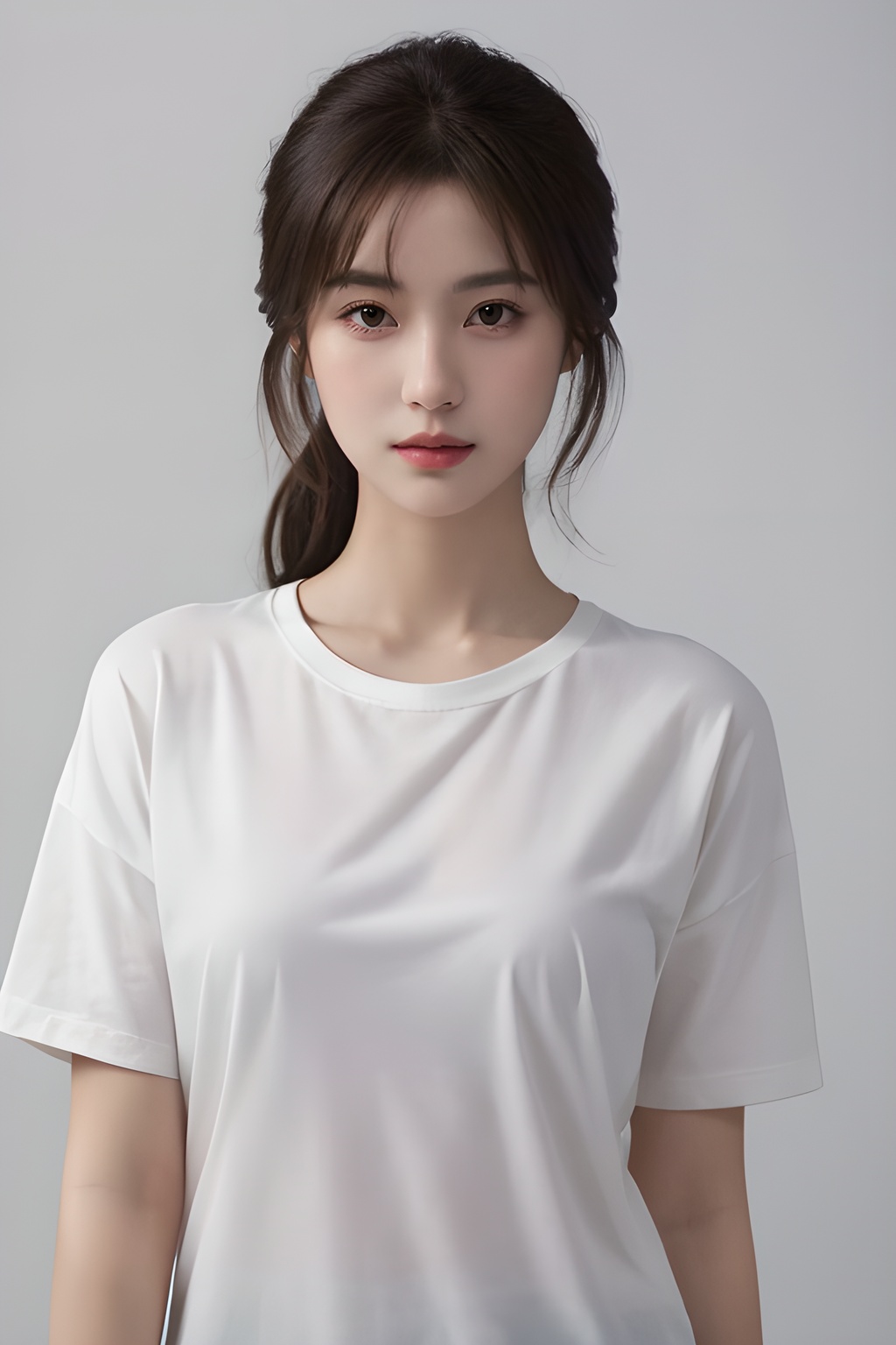 <lora:0813_05:0.7>,simple background,white_shirt,, 1girl,realistic,masterpiece, best quality, photorealistic, HDR,detail