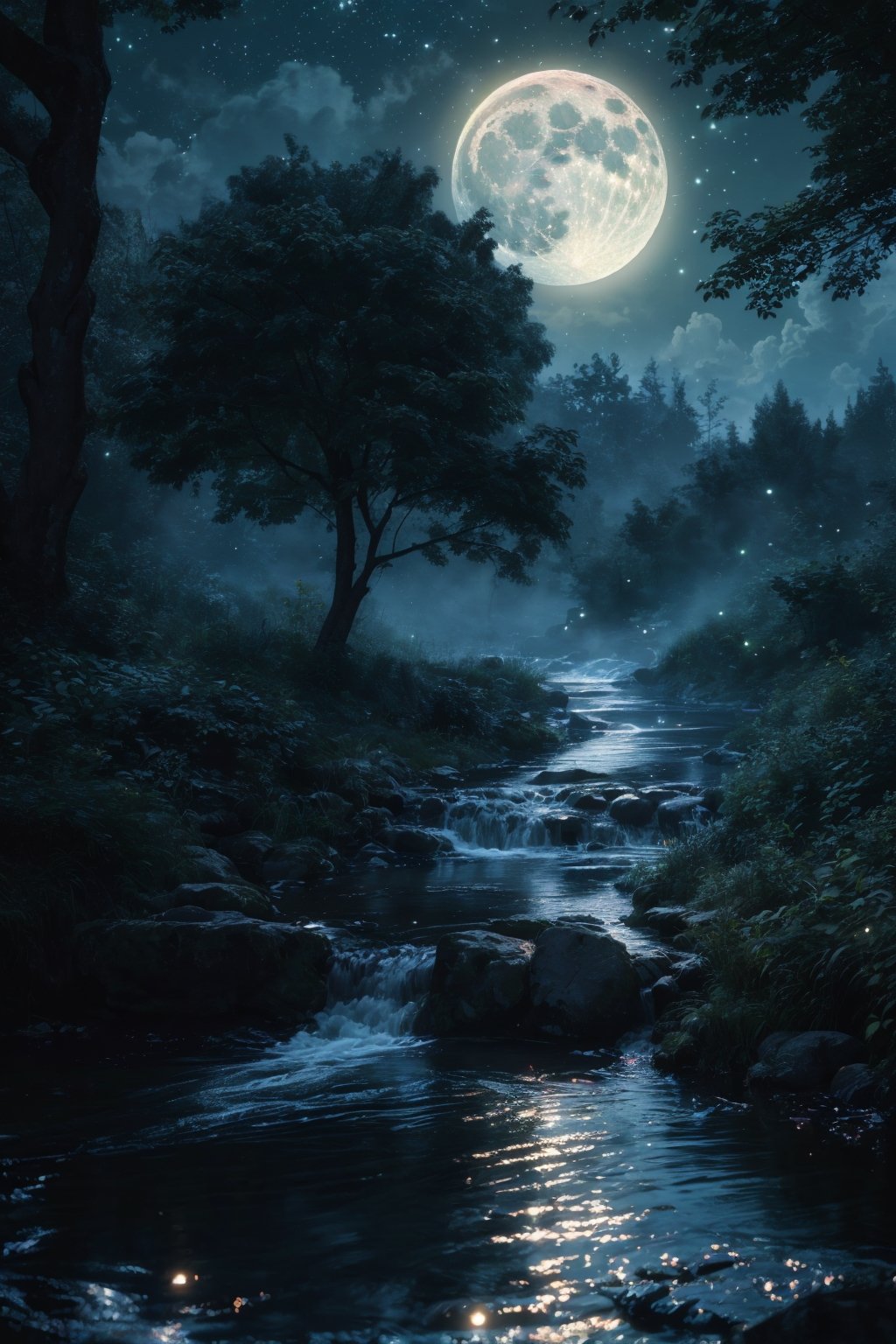YE,scenery,moon,night,tree,outdoors,sky,star \(sky\),full moon,night sky,nature,starry sky,forest,rock,fireflies,light particles,cloud,moonlight,<lora:YE_20240317084633-000007:0.75>,, with intense rainfall,monochromatic,masterpiece,best quality,high quality,extremely detailed CG unity 8k wallpaper,award winning photography,Bokeh,Depth of Field,HDR,bloom,Chromatic Aberration,Photorealistic,extremely detailed,trending on artstation,trending on CGsociety,Intricate,High Detail,dramatic,art by midjourney,volumetric lighting,