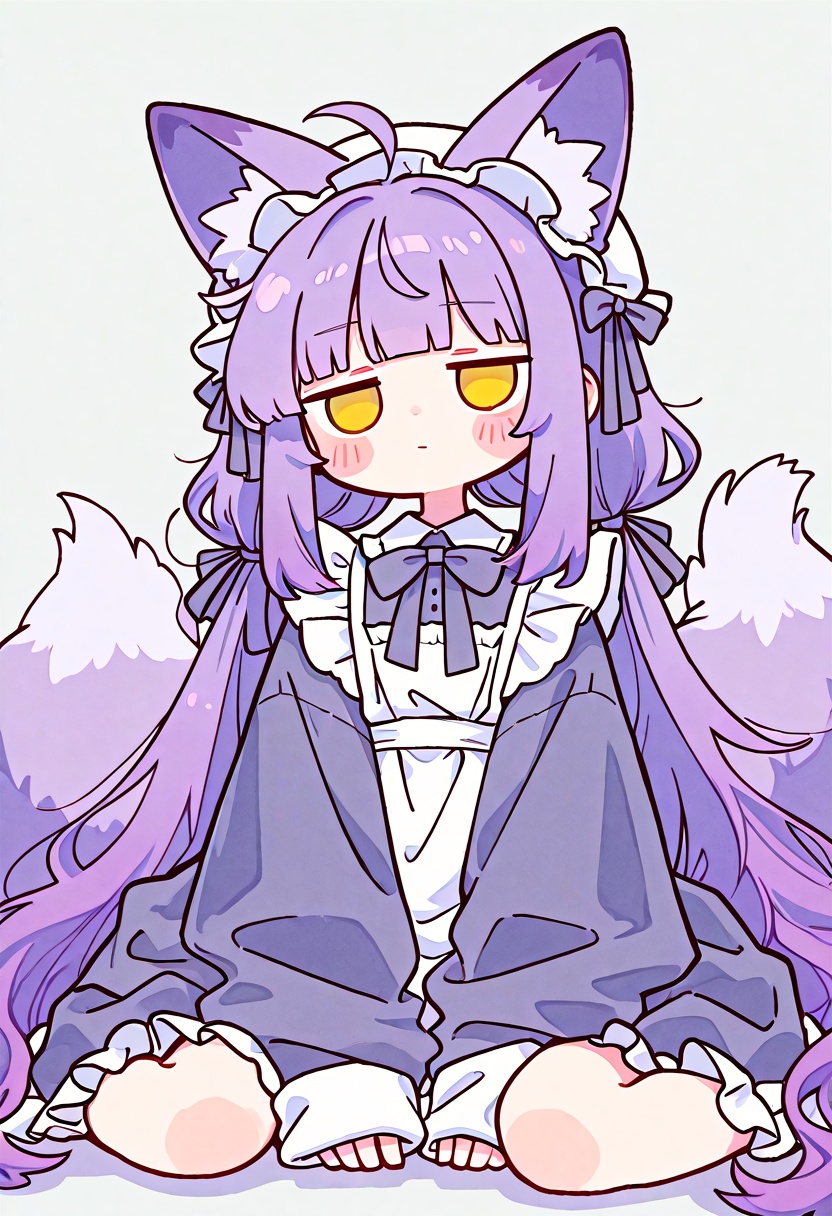 1girl,  maid,  purple hair on Tensor.Art
