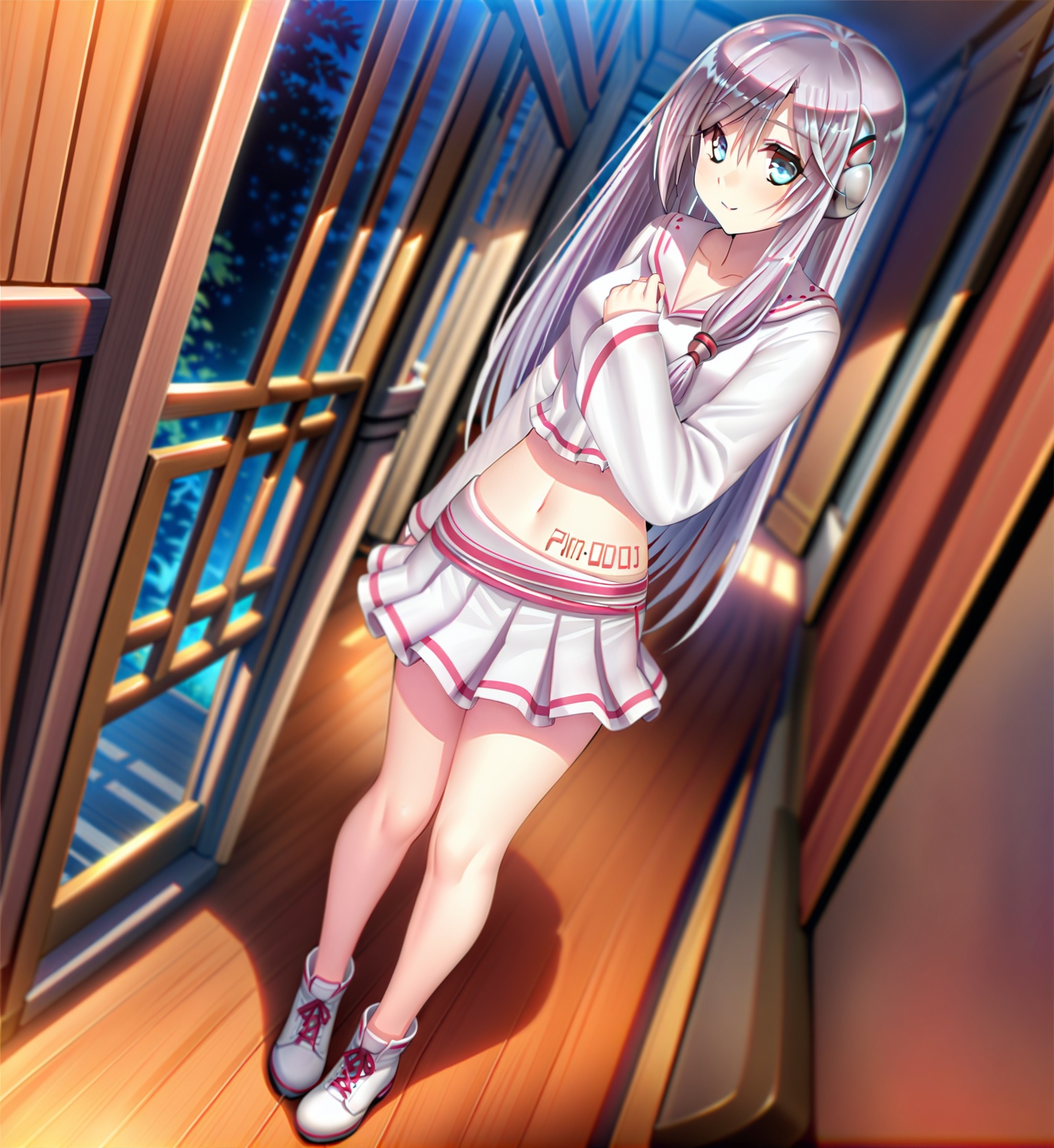 ((masterpiece)),(((best quality))),((extremely detailed)),hdr,1girl,solo,<lora:修手Fixhands_anime_bdsqlsz_V1:0.7>,lucy,(midriff:1.1),full body,<lora:lucy-000010:1>,