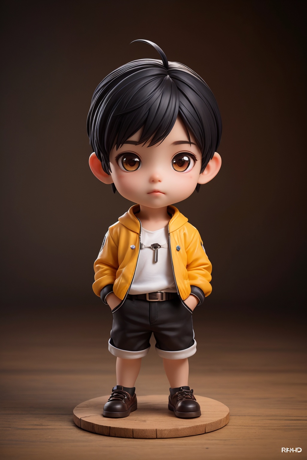 (best quality:1.4),(masterpiece:1.4),(photorealistic:1.4),(Realistic:1.2),(ultra high res, raw photo:1.4),(hdr, hyperdetailed:1.2),(8K:1.2),cinematic photo 1boy,(chibi:1.1),black hair,full body,