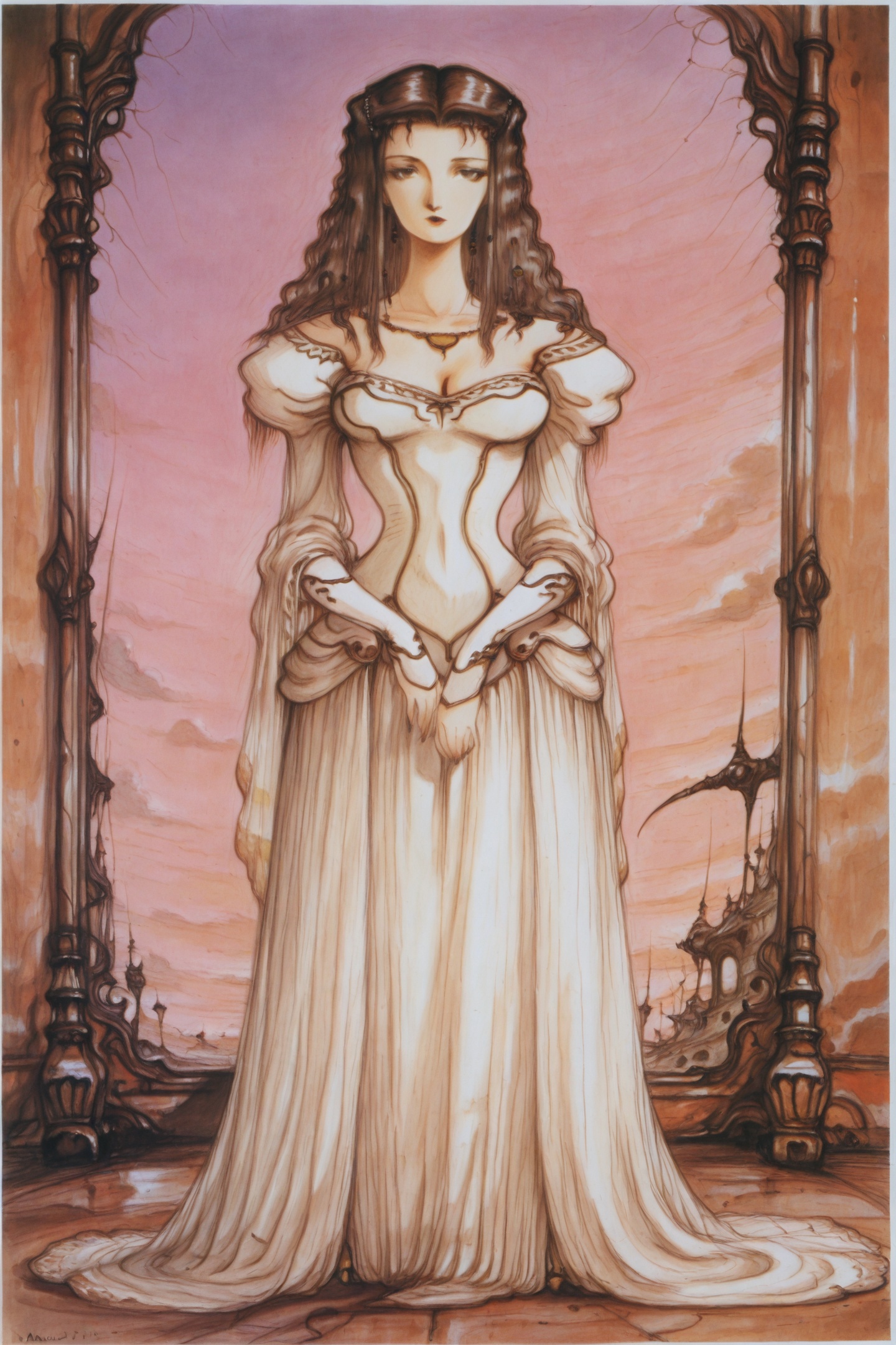 Yoshitaka Amano Style,  Charlotte Elbourne \(Vampire Hunter D\),  dress on Tensor.Art