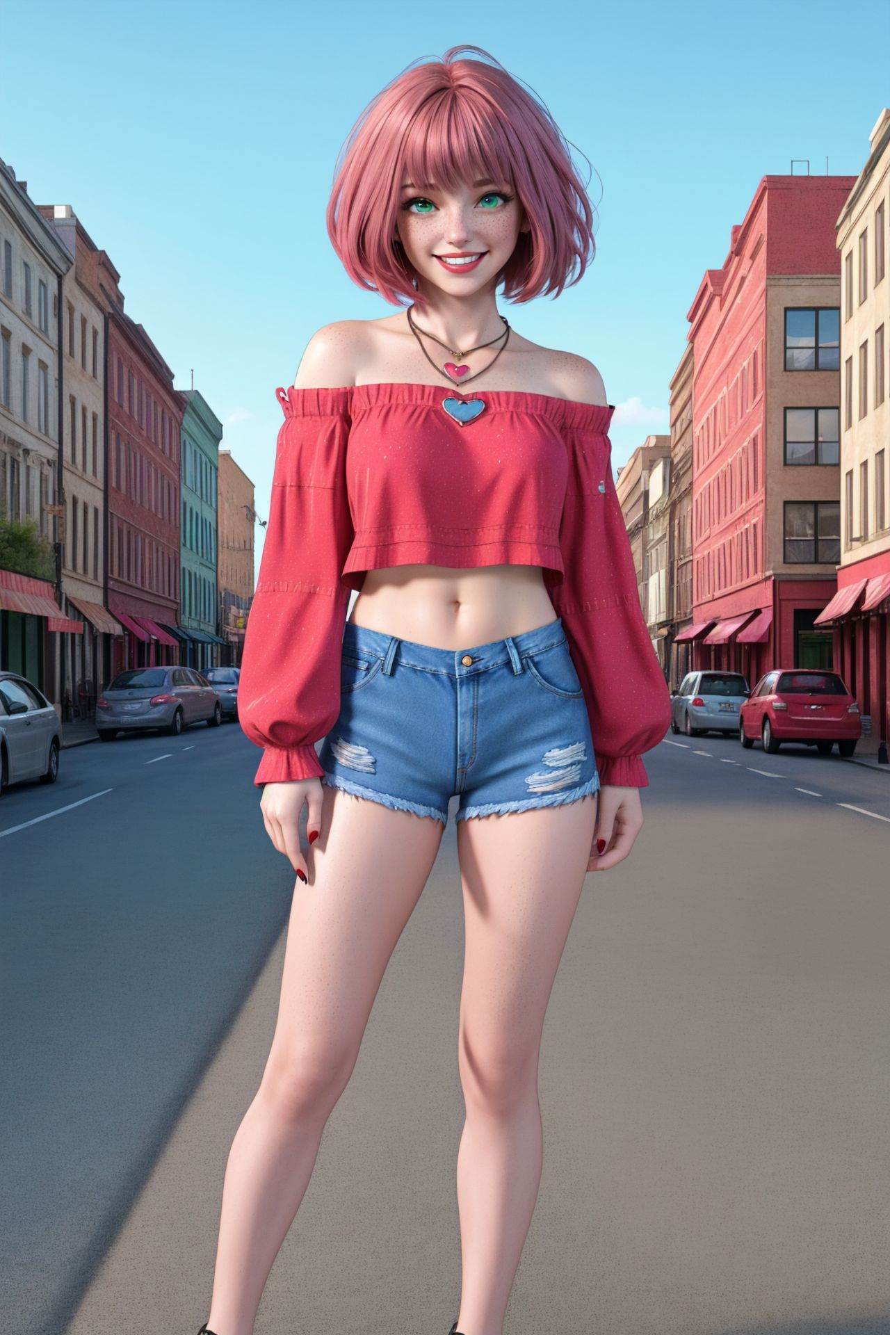 1girl,  redhead,  pink hair on Tensor.Art