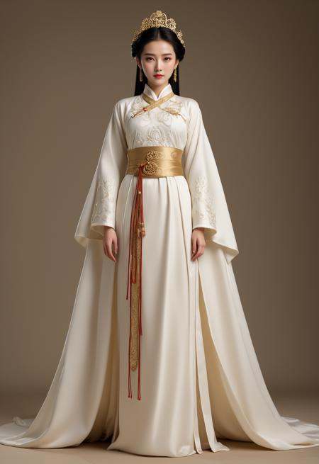 A young and beautiful princess from ancient Chinese film and television dramas,  with a full body front photo,  dressed in...
