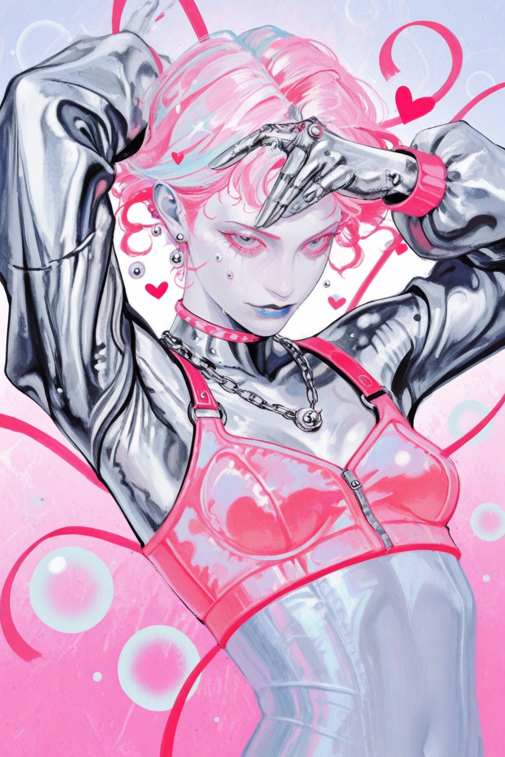 1girl,  kpop_idol,  holographic_pink_hair on Tensor.Art