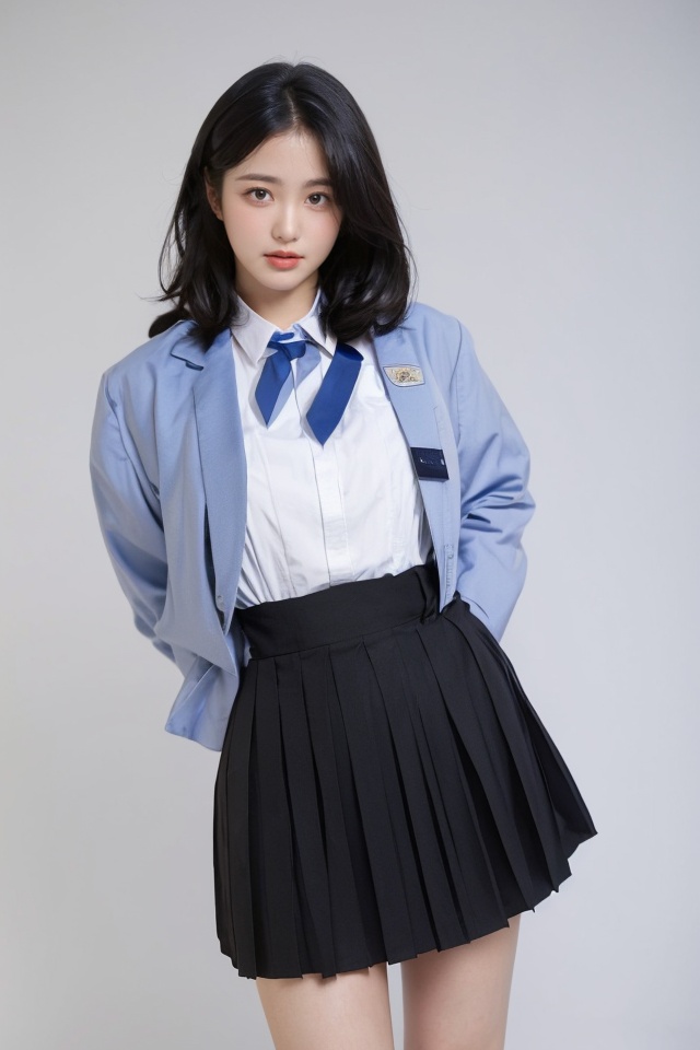 best quality,masterpiece,ultra high res,1girl,looking at viewer,pure color background,huge breasts,<lora:epicxin_lora:1>,school_uniform,