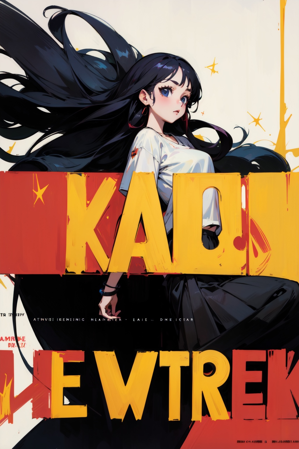 1girl,  long hair,  black shiny hair on Tensor.Art
