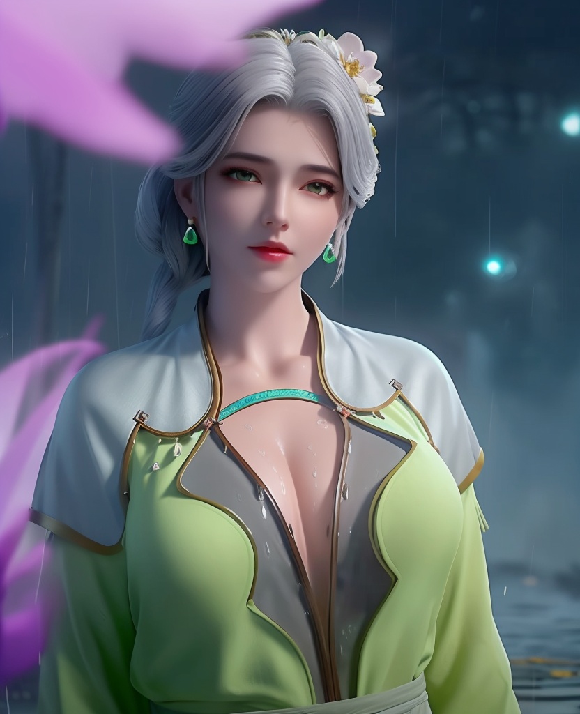 <lora:650-DA-完美世界-宁川的妈:0.8>(,1girl, ,best quality, ),looking at viewer, ,ultra detailed 8k cg, ultra detailed background,  ultra realistic 8k cg,          cinematic lighting, cinematic bloom, (( , )),,  , unreal, science fiction,  luxury, jewelry, diamond, pearl, gem, sapphire, ruby, emerald, intricate detail, delicate pattern, charming, alluring, seductive, erotic, enchanting, hair ornament, necklace, earrings, bracelet, armlet,halo,masterpiece, (( , )),, realistic,science fiction,mole, ,cherry blossoms,(((, , ultra high res, (photorealistic:1.4), raw photo, 1girl, wet clothes, rain, sweat, ,wet, )))(( , ))   (cleavage), (),