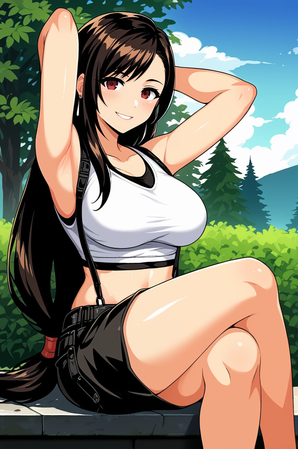 outdoors,  anime coloring,  Tifa Lockhart on Tensor.Art