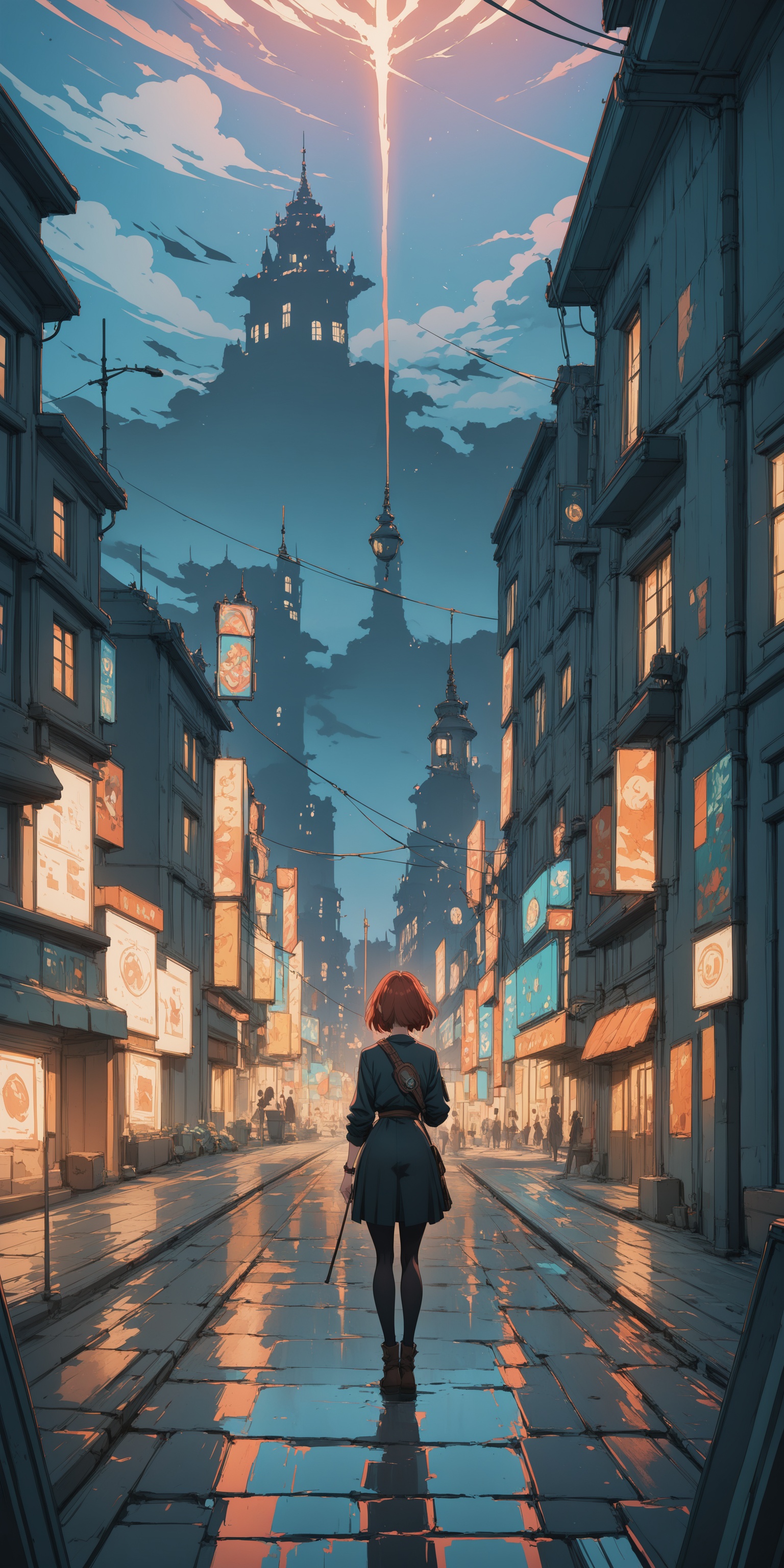 (illustration:1.1),newest,detailed background,.,.,general,.,.,1girl,cityscape,night in the woods,, very awa, masterpiece, best quality, highres, absurdres,