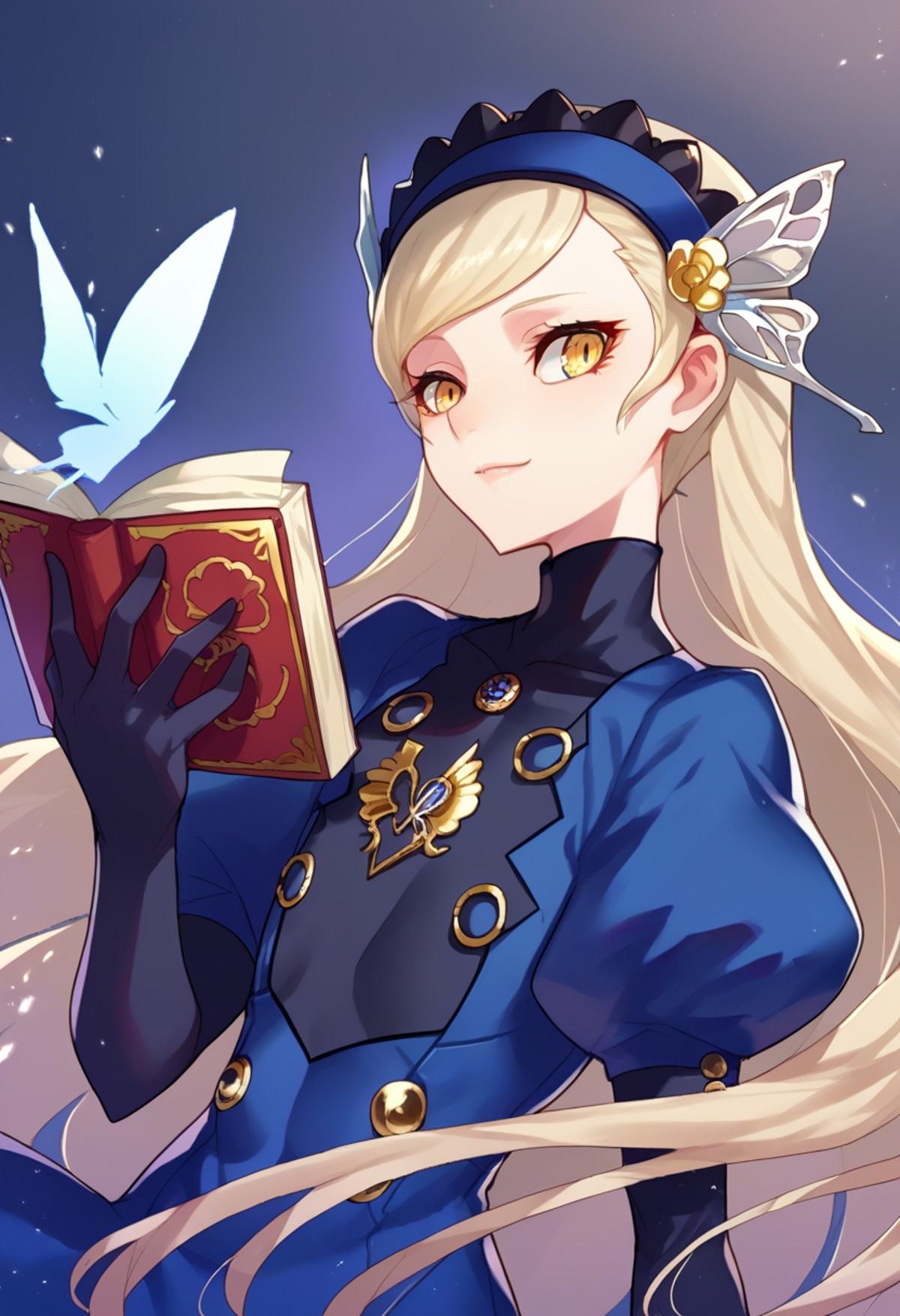 solo,  smile,  holding book on Tensor.Art