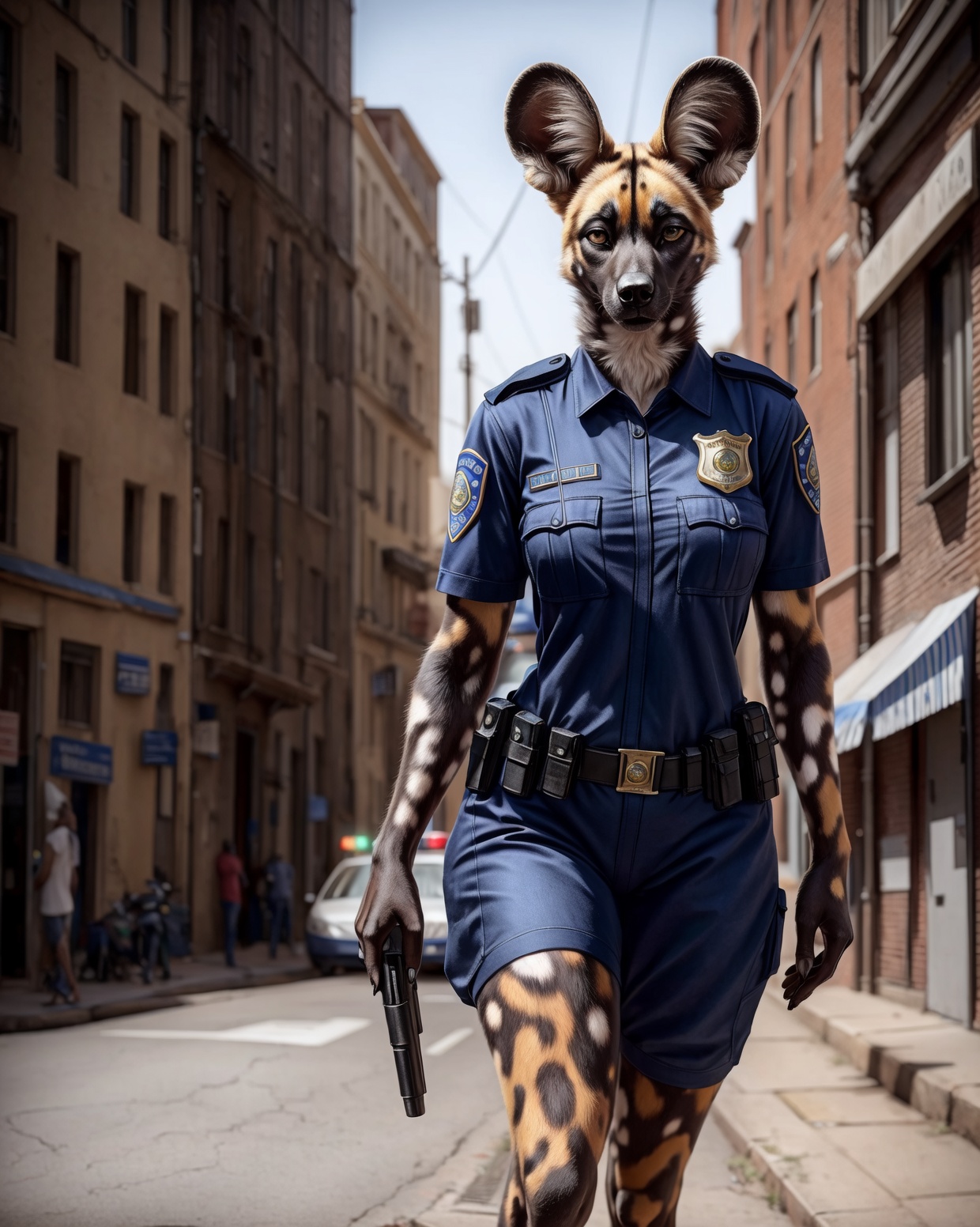 anthro,  african wild dog,  solo on Tensor.Art