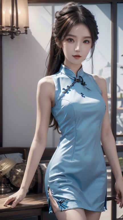 (High picture quality, detail requirement:1.3), realistic,surreal, 1 petite little girl,cheongsam,solo,random characters, random colors, random costumes, random props, random scenes, poses, dynamic shadows, three-dimensional sense, high-definition rendering, strong visual impact, advanced special effects, decorative elements,1girl,HSF ,