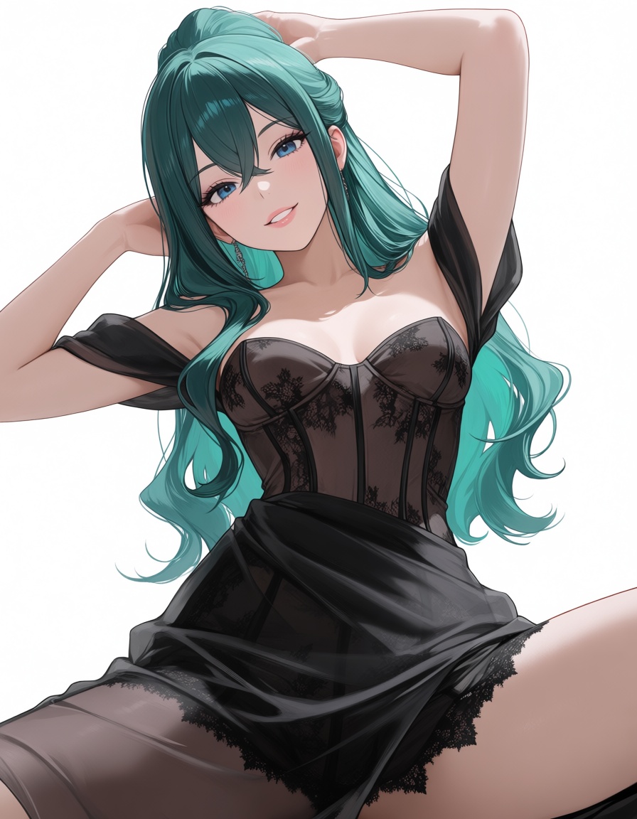 black dress,  off-shoulder dress,  corset on Tensor.Art