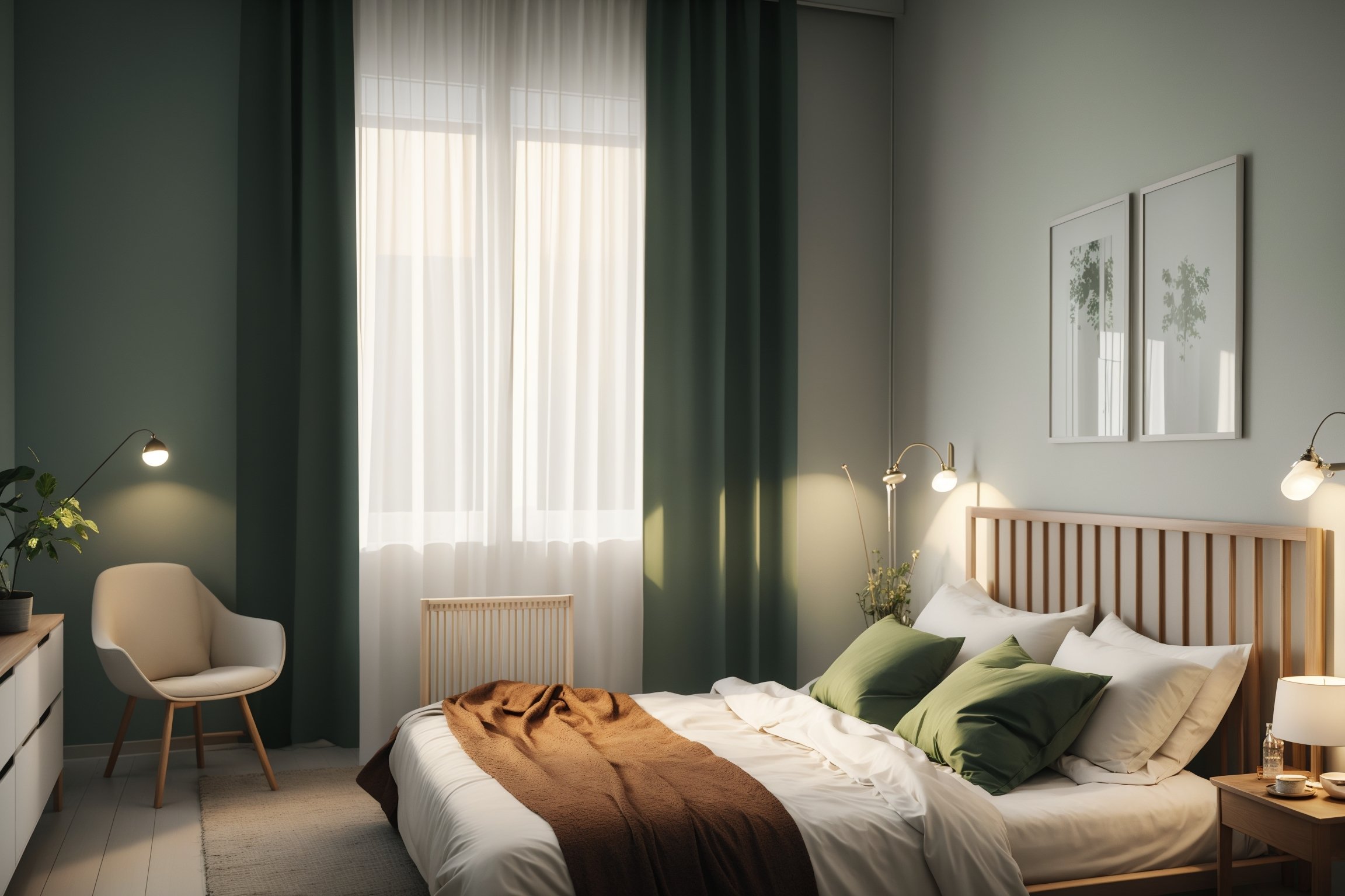Girl, Naked shoulder, Hanfu, Blood, beautiful face, HD, 16k, (Masterpiece :1.3), Bedroom, Bed, True Light, Warm, modern, stylish, Ikea style, Warm, Modern, stylish, Ikea style, Green, real, Photo, best quality, Masterpiece, VR rendering