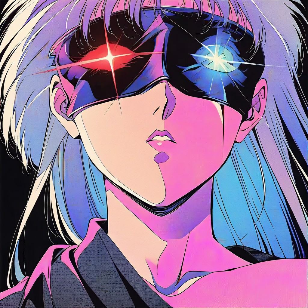 rtro2,  neon_horror_noir_style,  A striking **retro-anime close-up** that radiates mystique and cosmic power. The composit...