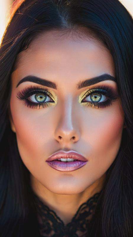RAW photo of a woman Mara Moseta,  long black hair,  makeup on Tensor.Art