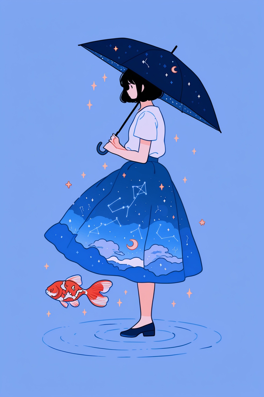 fish,  1girl,  umbrella on Tensor.Art