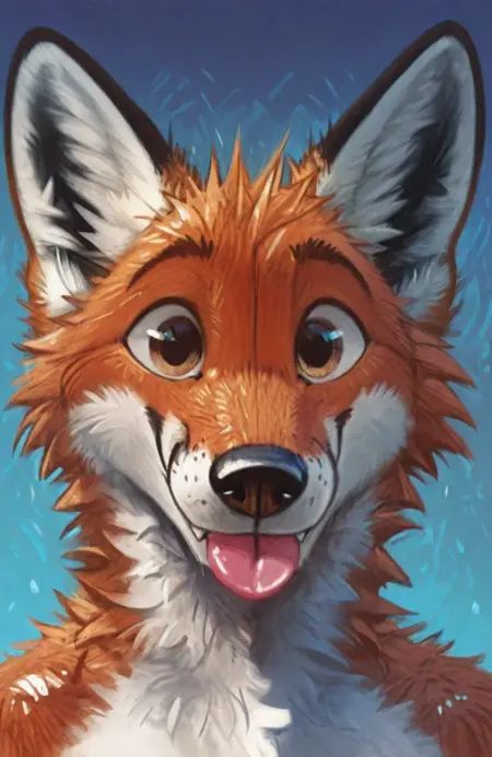 wet fur,  latrans,  anthro on Tensor.Art
