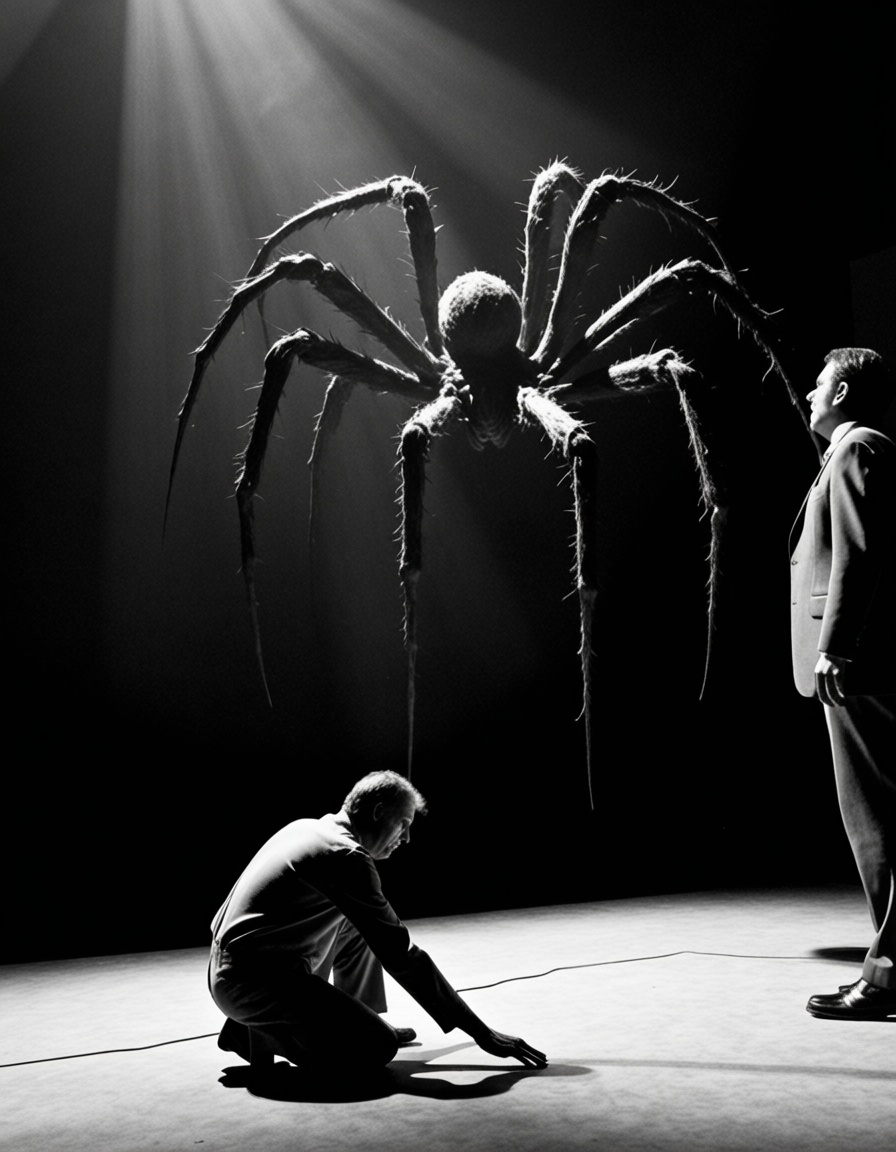 ehexpressionism,  1man,  a giant spider devoring a man on Tensor.Art