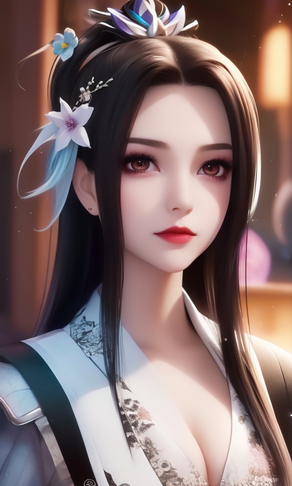 (,1girl, ,best quality, ),looking at viewer, <lora:411-DA-太一剑仙传-季师师:0.8> ,, ,,anime,(masterpiece, top quality, best quality, official art, beautiful and aesthetic:1.2), (1girl)	, , (cleavage),extreme detailed,(fractal art:1.3),colorful, flowers ,highest detailed,()    (cleavage), (), blurry, depth_of_field, blurry_background, 1girl, blurry_foreground, black_hair, mole, solo, lips, motion_blur, nose, makeup,