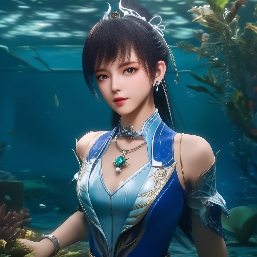 <lora:849-DA-XL-斗罗大陆-唐雅:0.8>, (,1girl, ,best quality, ),,masterpiece, ((((, solo,  , ,solo focus, ,underwater, )))) ,ultra realistic 8k cg,   clean, masterpiece,     cinematic lighting, cinematic bloom,  (( , )),, , unreal, science fiction, luxury, jewelry, diamond, gold, pearl, gem, sapphire, ruby, emerald, intricate detail, delicate pattern, charming, alluring, seductive, erotic, enchanting, hair ornament, necklace, earrings, bracelet, armlet,,(cleavage),,