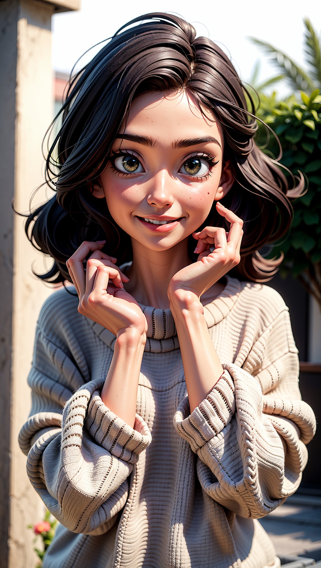 edgy pinterest woman,  20 years old,  wearing a oversized sweater on Tensor.Art
