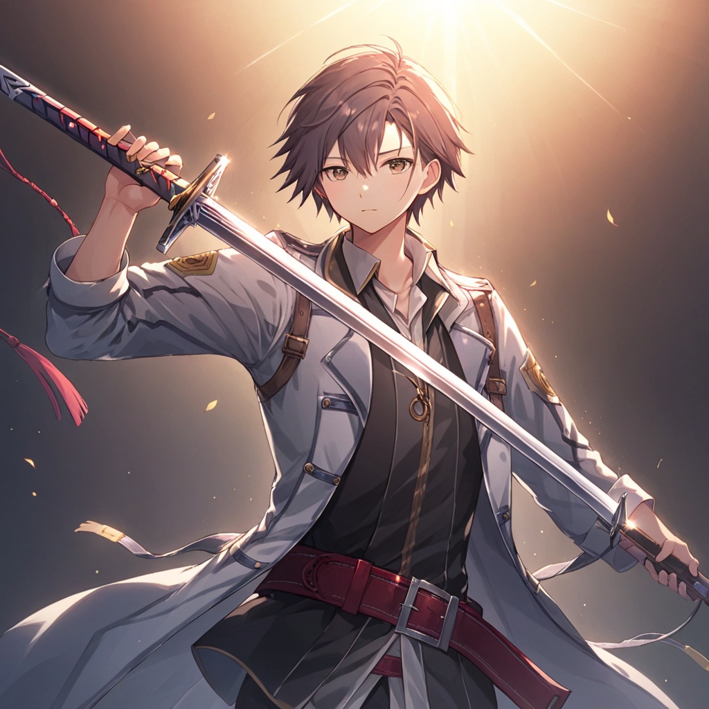 masterpiece, best quality, lien, 1boy, solo, holding, holding weapon, holding sword, <lora:Lien_XLV1:0.7>, 