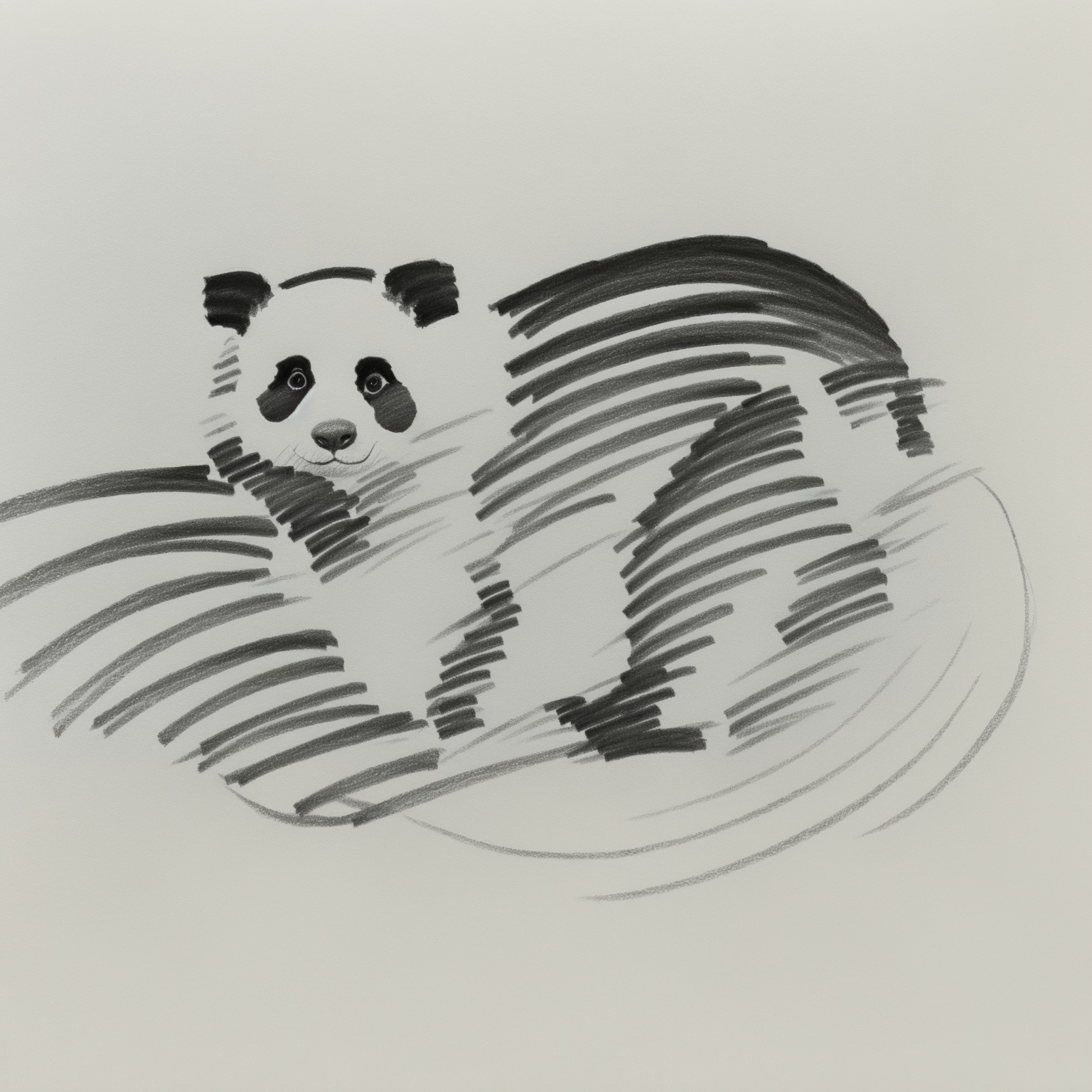 This is a pencil sketch,panda,line drawing,simple and smooth line modeling,smooth line,((brown tone)),light beige background,margin.,