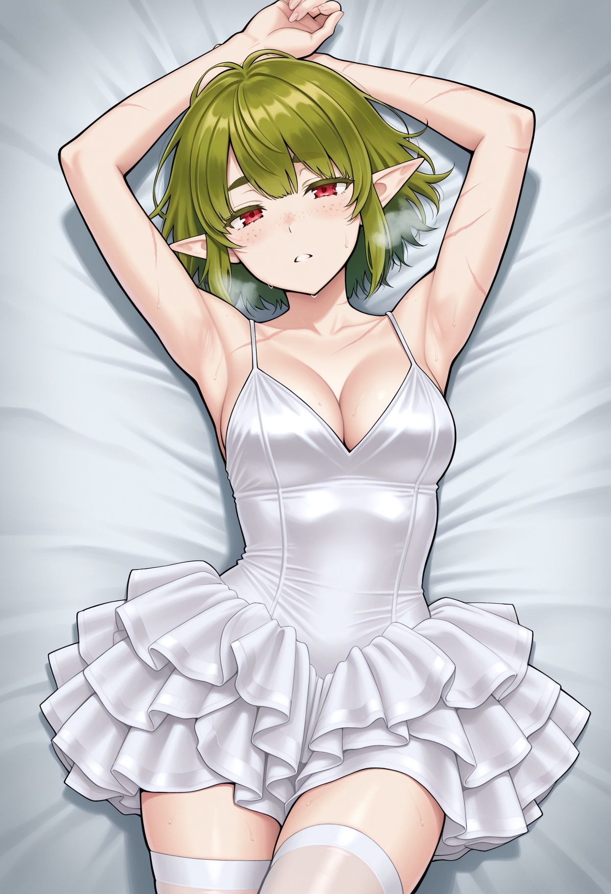 1girl,  green hair,  pointed ears on Tensor.Art