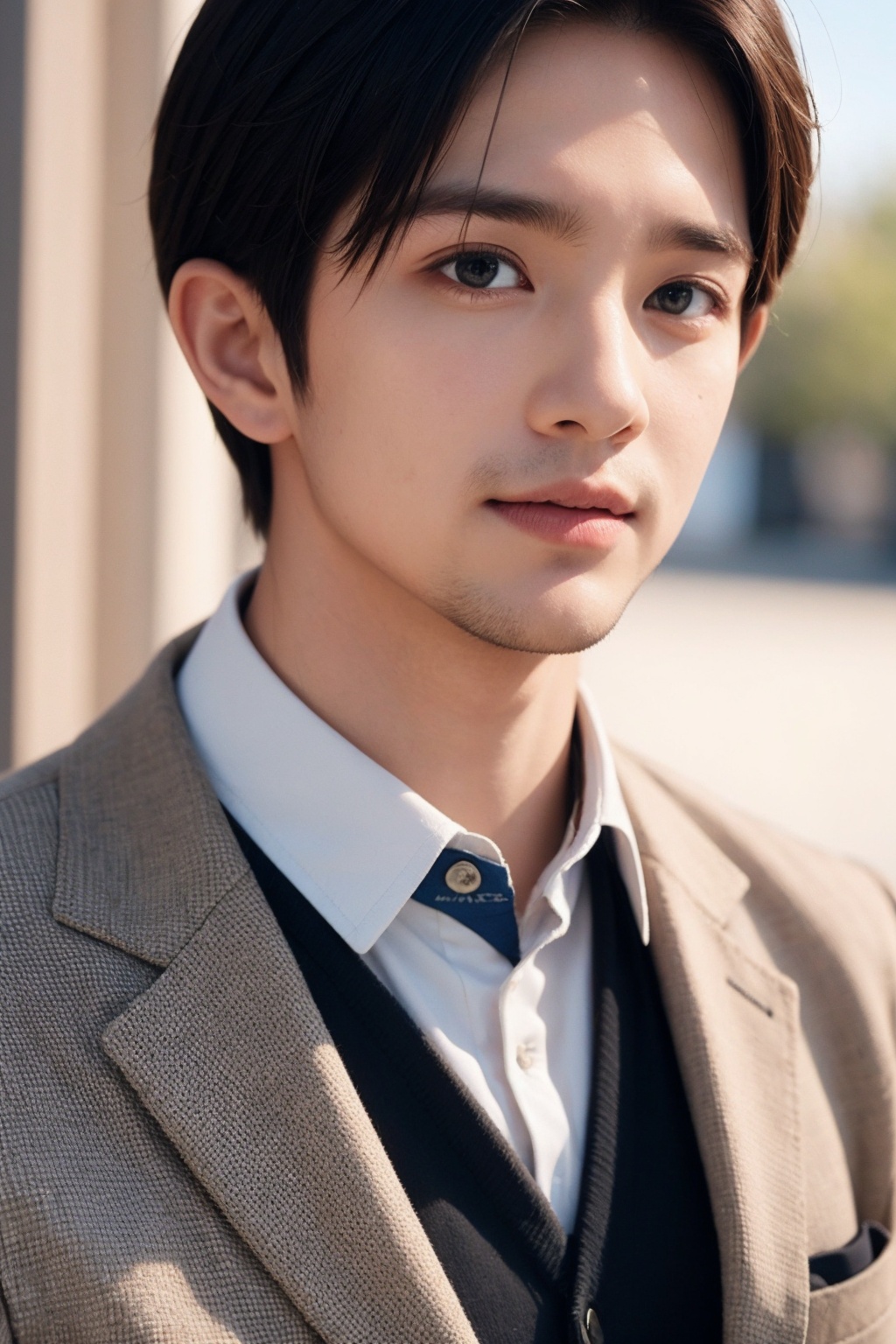 (1man:1.5),(male:1.5),(close up to face:1.2),(Collared shirt and blazer:1.4),<lora:AsianMan_3:0.8>,