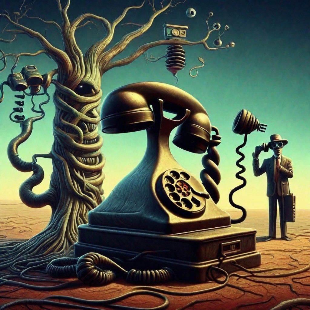style surreal telephone ,  rooted television ,  bar on Tensor.Art