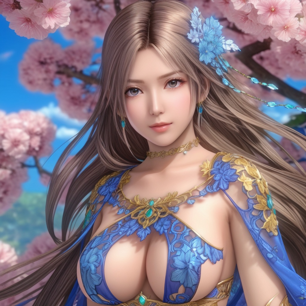 <lora:847-DA-XL-死或生-Elise-BirthdaySuit-20220903:0.8>, (,1girl, ,best quality, ),,,anime,(masterpiece, top quality, best quality, official art, beautiful and aesthetic:1.2), (1girl)	, , (cleavage),, extreme detailed,(fractal art:1.3),colorful, flowers ,highest detailed,()    (cleavage),,  (),