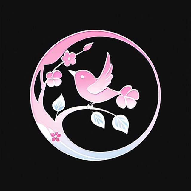 the 24 traditional chinese solar terms\(rain water\), flat, black background, simple background, flower, no humans, bird, animal, leaf, pink flower, fish, branch, animal focus,<lora:lbc_Rain Water_XL-ts:0.6>,