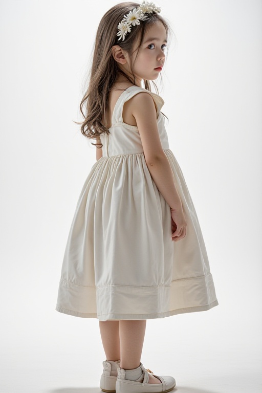 <lora:20251203_TinFlux1AgeSliderLora:-1>HDR photo of cinematic film still, girl,dress,close up,looking at viewer,white background,