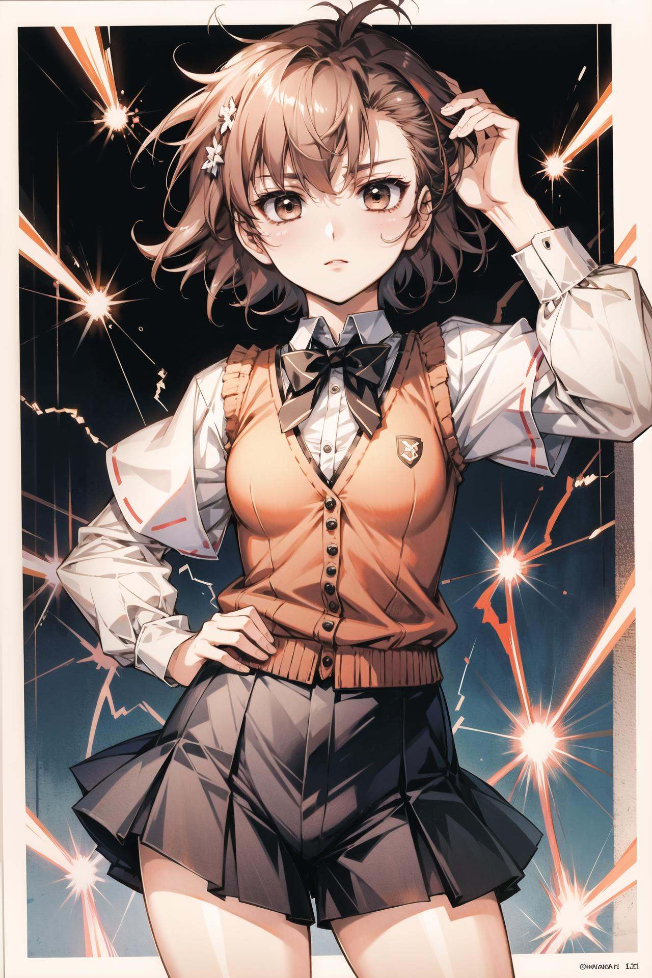 1girl,  misaka mikoto,  brown hair on Tensor.Art