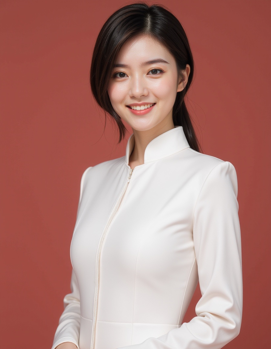 1girl,realistic,photorealistic,waist up,chinese white dress,smirk,