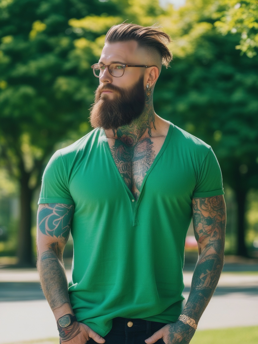 a mature male,  brown hair,  hipster hair on Tensor.Art