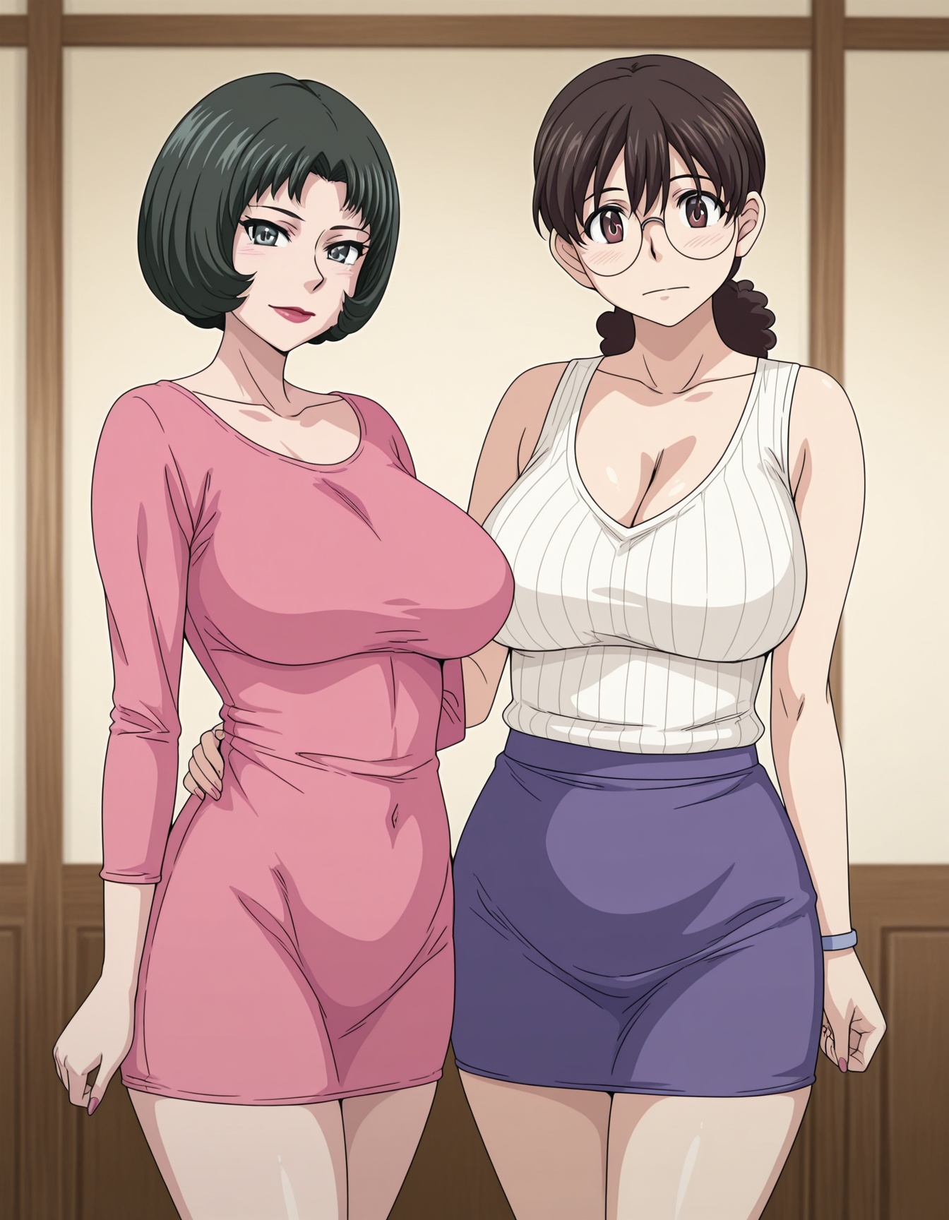 2girls,  cowboy shot,  looking at viewer on Tensor.Art