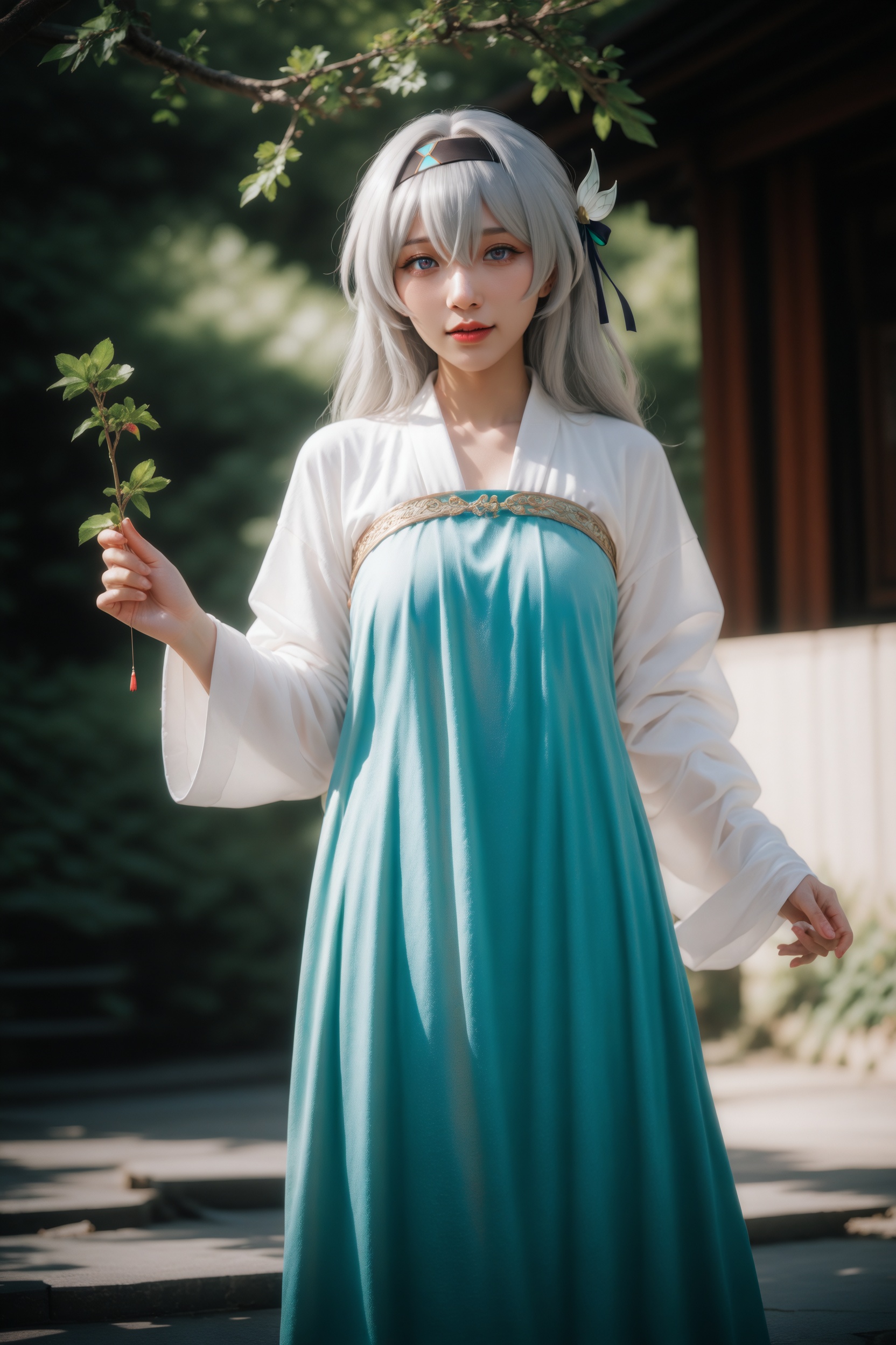 (realistic),detailed,detailed background,.,.,general,.,.,1girl,feet out of frame,jewelry,outdoors,traditional chinese hanfu,firefly \(honkai: star rail\),, very awa, masterpiece, best quality, highres, absurdres,, RAW candid cinema, 16mm, color graded portra 400 film, remarkable color, ultra realistic, textured skin, remarkable detailed pupils, realistic dull skin noise, visible skin detail, skin fuzz, dry skin,