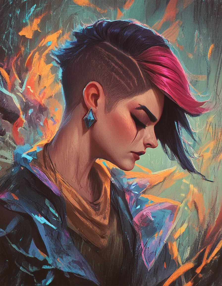 fiora from league of legends ncpy13 style pastels drawing ,  score_9,  score_8_up on Tensor.Art