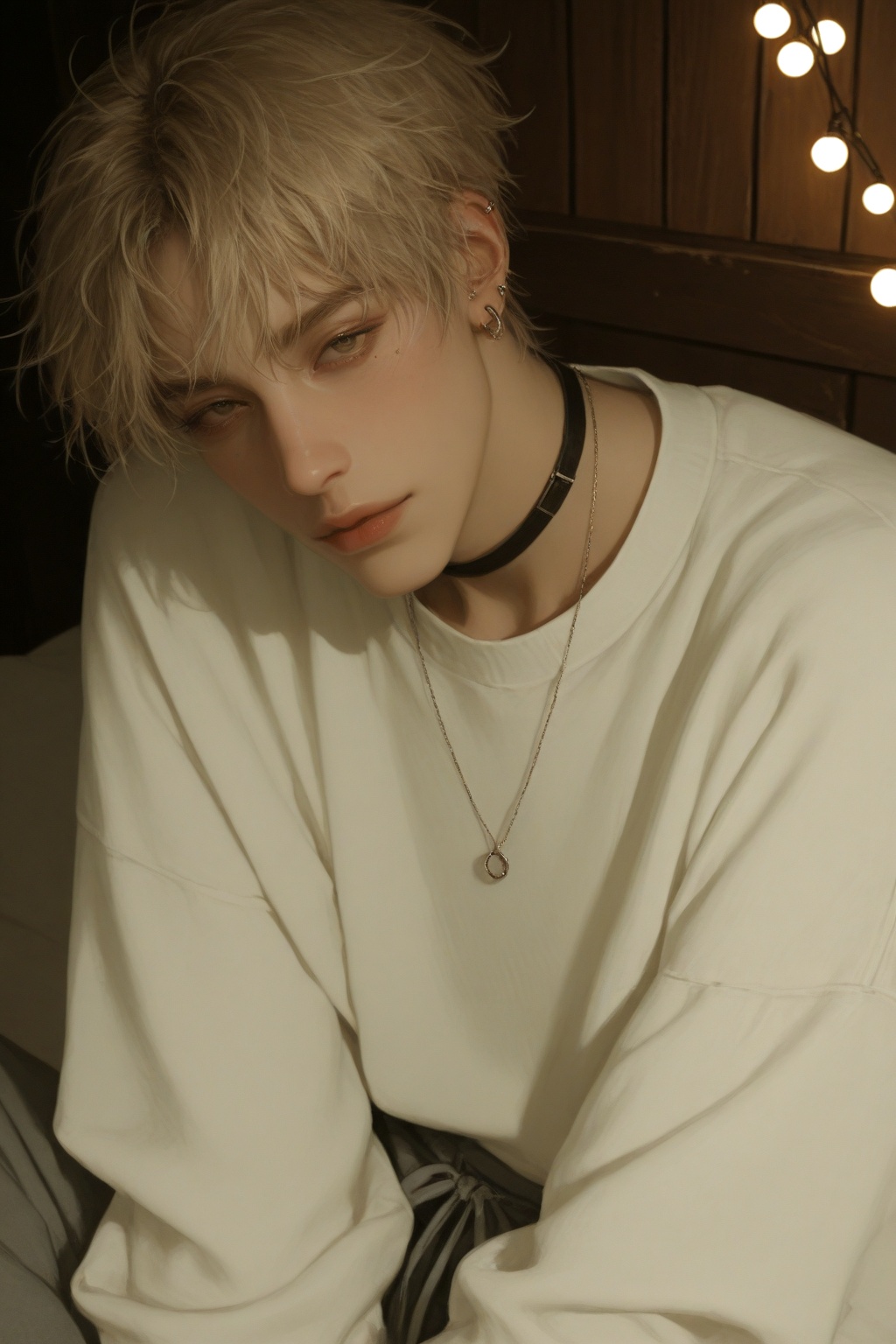 blonde_hair,  solo,  jewelry on Tensor.Art