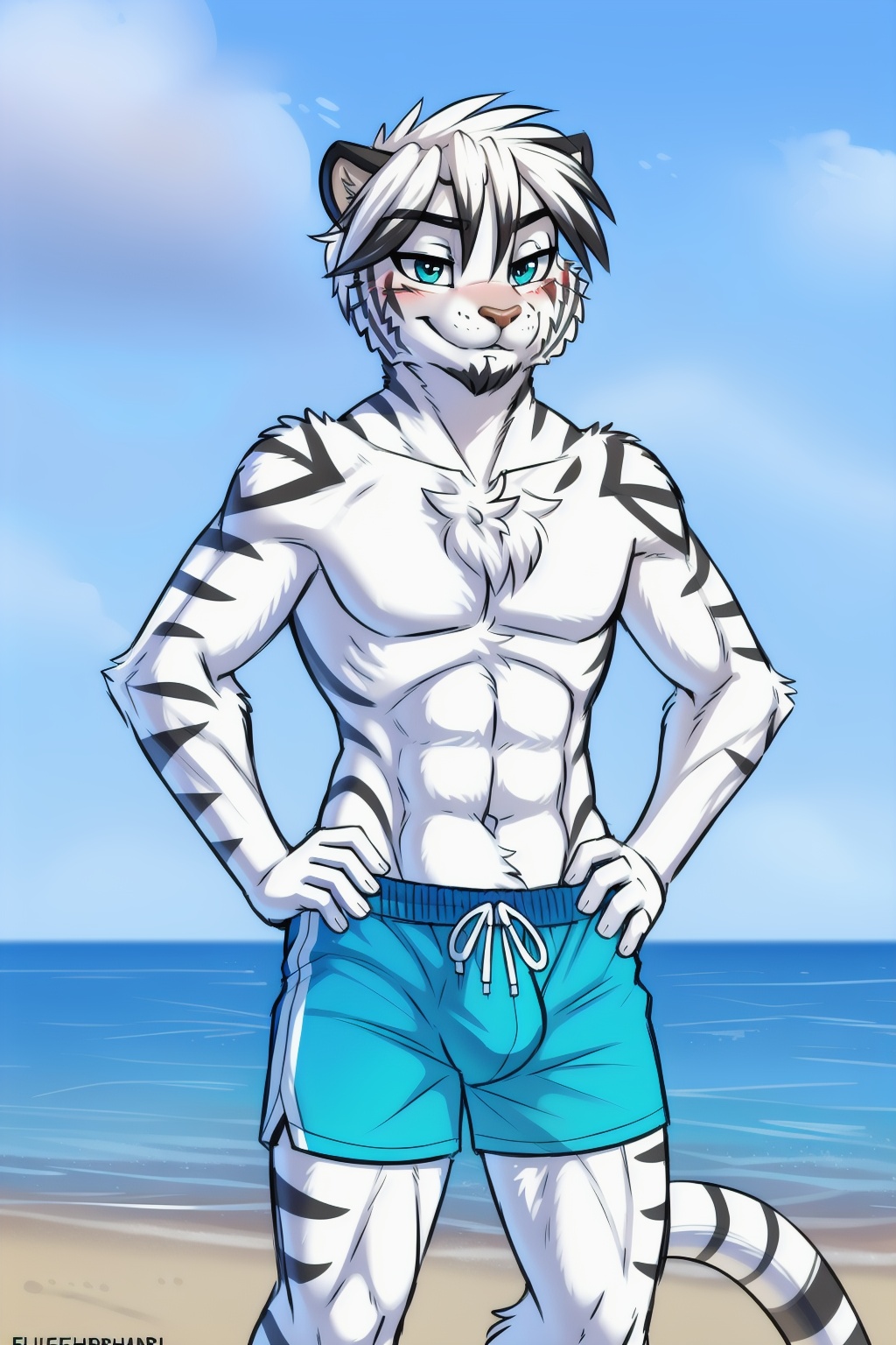 solo,  furry male anthro,  tiger tail on Tensor.Art
