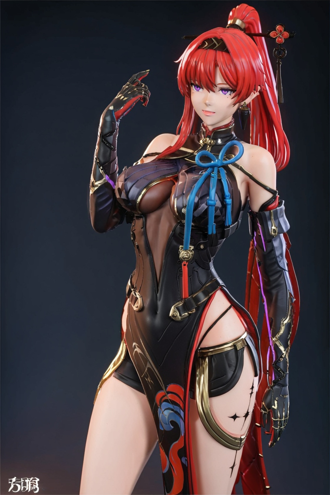 8k, best quality, masterpiece, (ultra-detailed:1.1), <lora:yinlin-A3-Tanger:0.8>, yinlin, def clothes, 1girl, red hair, purple eyes, dress, hair stick, breasts, gloves, <lora:jijiav2-a3-Tanger:0.8>, jijia, 3d, CG, pvc, 1girl, breasts, 