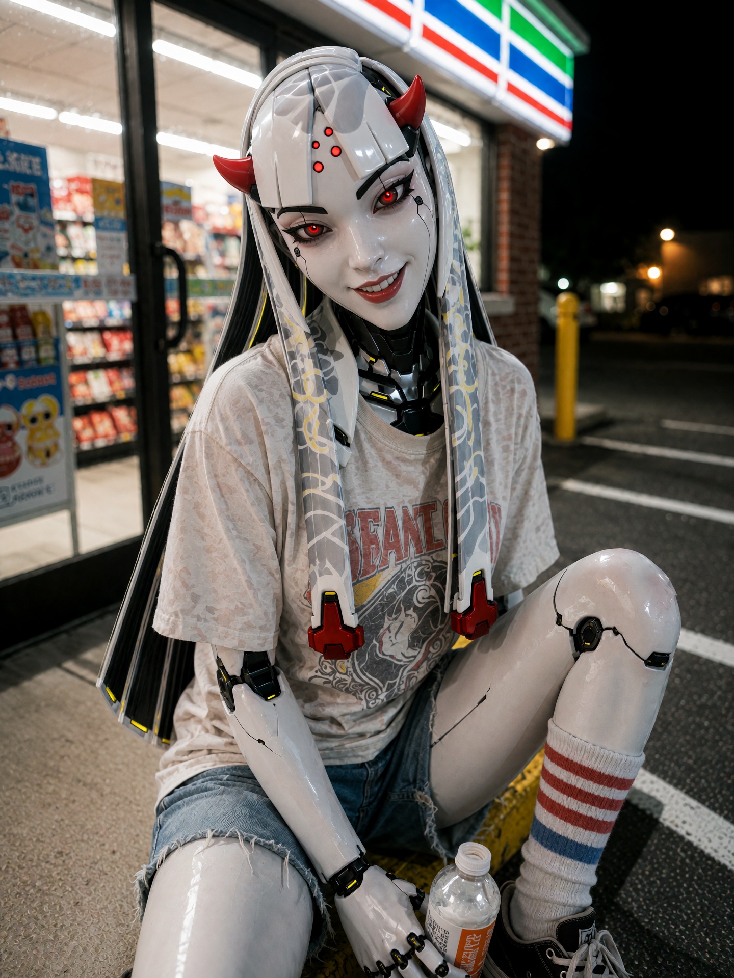 shion,  photorealistic ***** female android,  porcelain-white synthetic skin with a smooth hard-surface finish on Tensor.Art