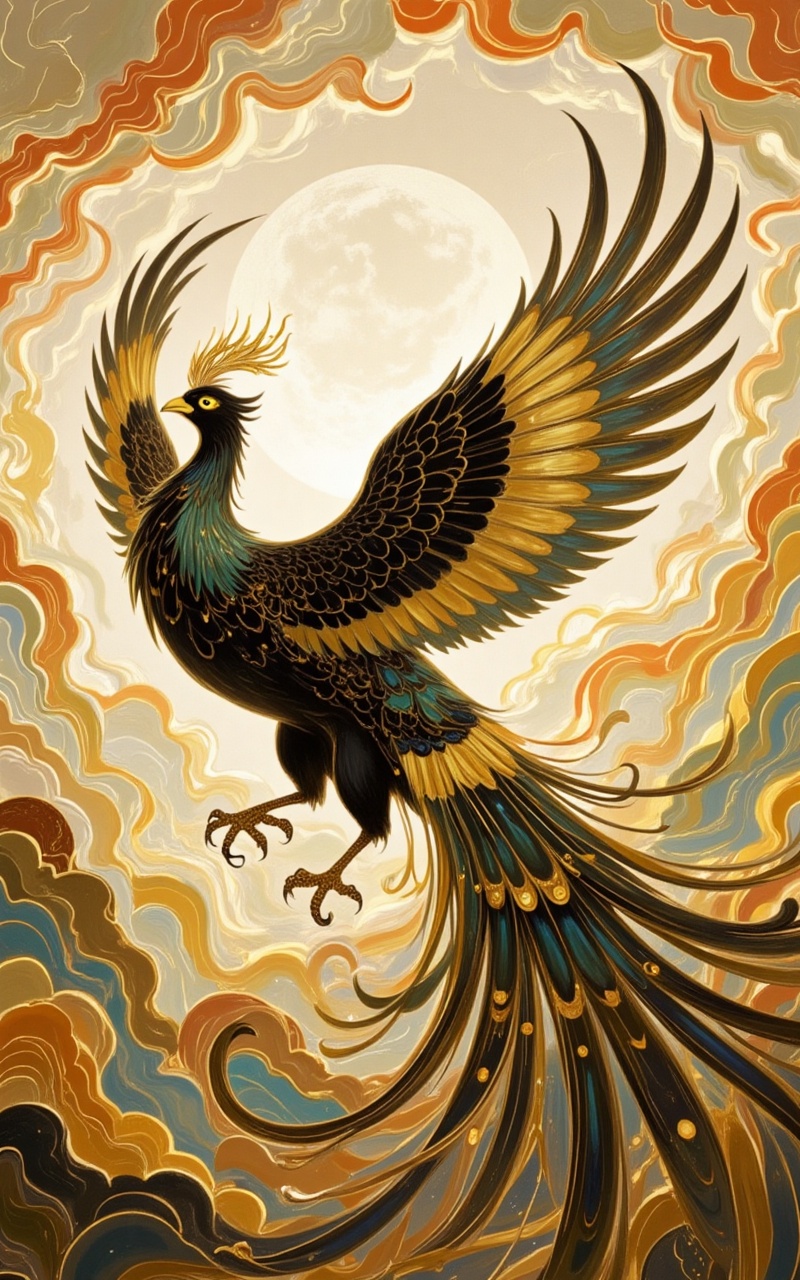 jinbo,lvjing,baoshi,no humans,bird,animal focus,sun,solo,cloud,fine art parody,from side,yellow eyes,wings,beak,talons,full body,31,